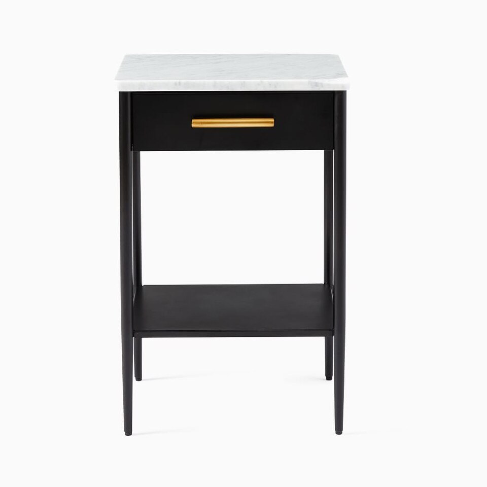 Metalwork Bedside Table With Marble Top HotRolled Steel Finish west elm United Kingdom